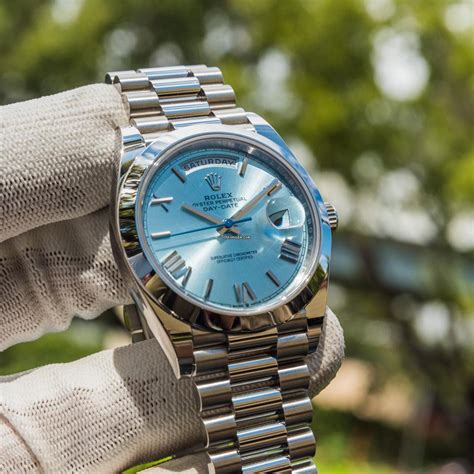 rolex day date 40 platinum blue dial|Rolex Day-Date 40 review.